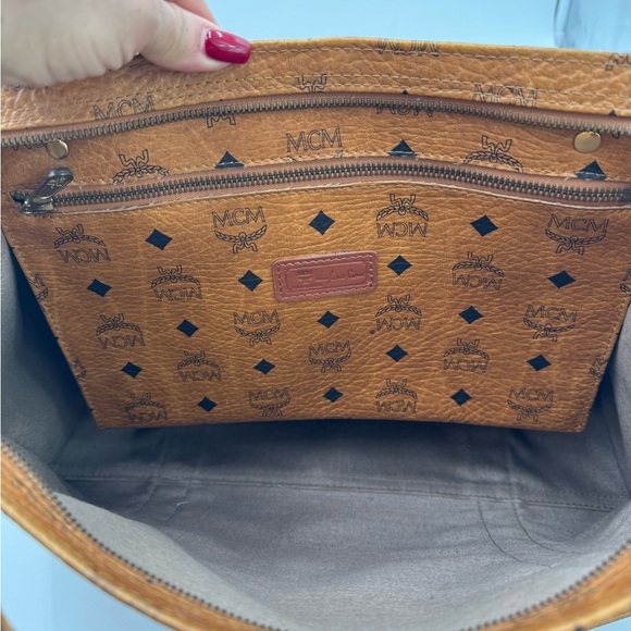 MCM Vintage Visetos Monogram Cognac Large Shopper Tote Carryall Shoulder Bag EUC - Picture 14 of 17